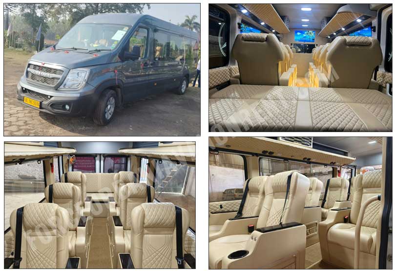 12 seater force urbania van with 1x1 modified seats with sofa seat on rent in delhi